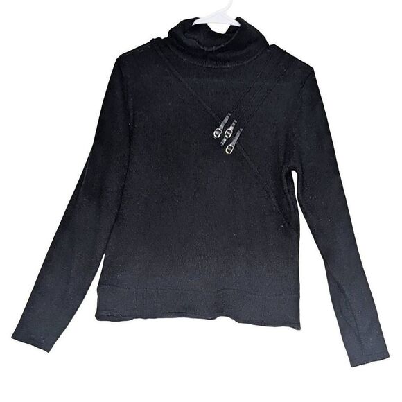 Carducci Blouse Knit Turtle Neck Long Sleeve Pullover Sweater Black Size Large - Picture 1 of 9